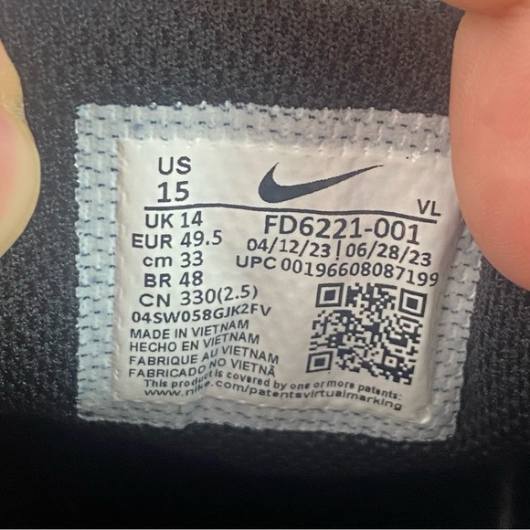 Nike Alpha Huarache Elite 4 Low MCS Baseball Plastic Cleats Black Men’s Sz 15 - Picture 8 of 8